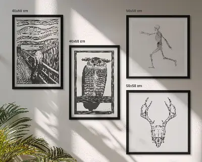 Multi-piece wall decor set inspiration scream skull owl design