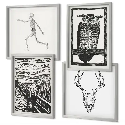 Multi-piece wall decor set Inspiration Scream Skull Owl
