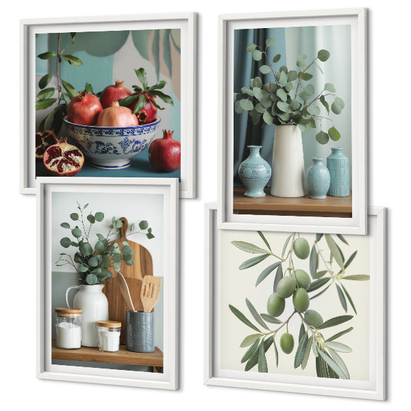 Wall art set Green olives eucalyptus