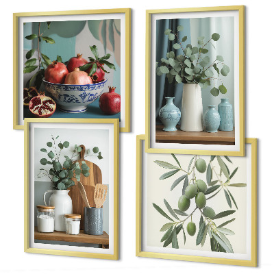 Wall art set Green olives eucalyptus