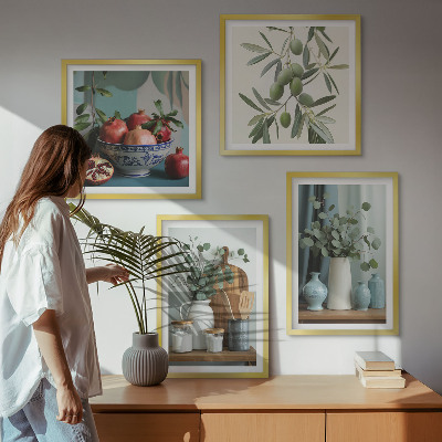 Wall art set Green olives eucalyptus