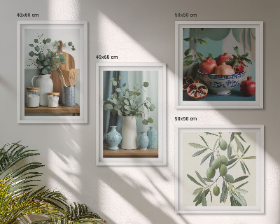 Wall art set Green olives eucalyptus