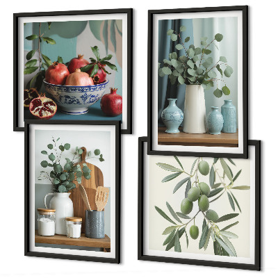 Wall art set Green olives eucalyptus