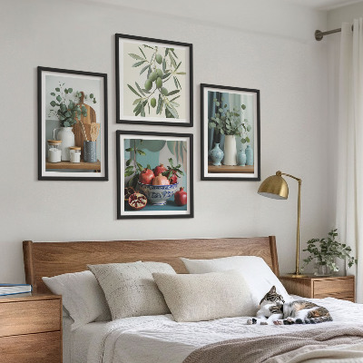 Wall art set Green olives eucalyptus