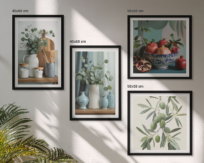 Wall art set Green olives eucalyptus