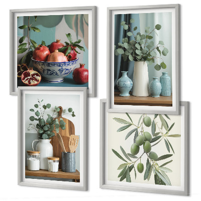 Wall art set Green olives eucalyptus