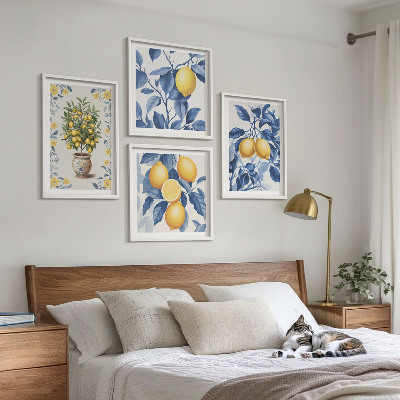 Multi-piece wall decor set Lemon branches blue leaves