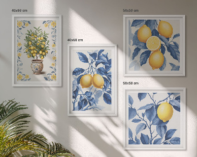 Multi-piece wall decor set Lemon branches blue leaves