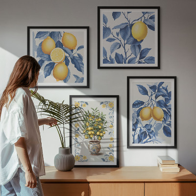 Multi-piece wall decor set Lemon branches blue leaves