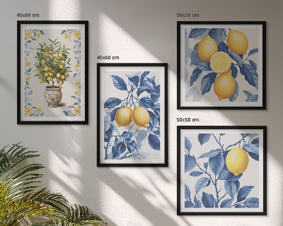 Multi-piece wall decor set Lemon branches blue leaves