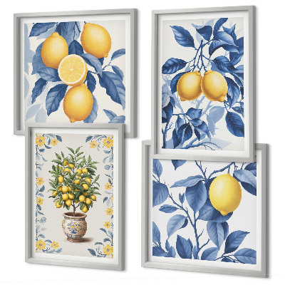 Multi-piece wall decor set Lemon branches blue leaves
