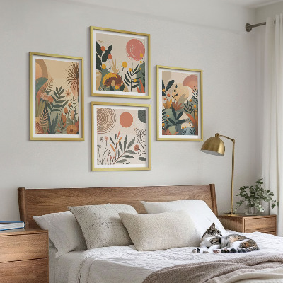 Wall art set Plant motifs in colors