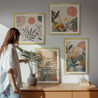 Wall art set Plant motifs in colors