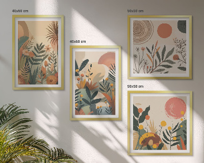 Wall art set Plant motifs in colors