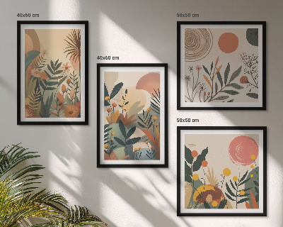 Wall art set Plant motifs in colors