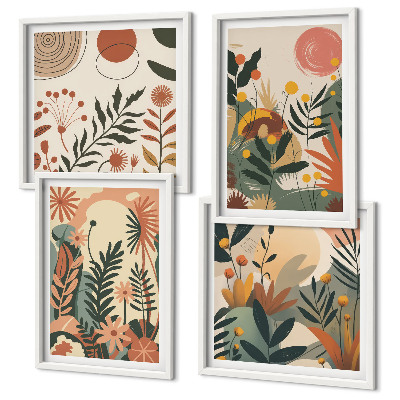 Set of 4 wall art pieces Pastel plant patterns