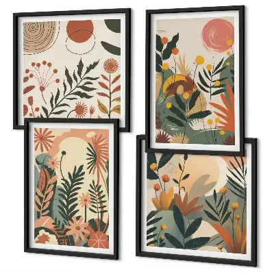 Pastel plant pattern wall art set of 4 pieces