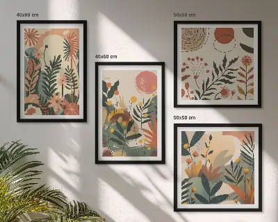 Pastel plant pattern wall art set of 4 pieces
