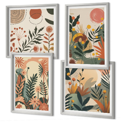 Set of 4 wall art pieces Pastel plant patterns