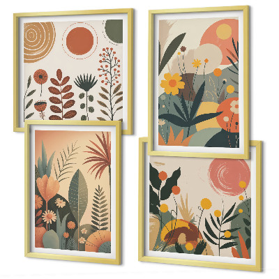 Multi-piece wall decor set Boho plant warm patterns