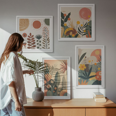 Multi-piece wall decor set Boho plant warm patterns