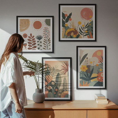 Multi-piece wall decor set Boho plant warm patterns