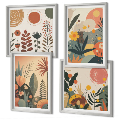 Multi-piece wall decor set Boho plant warm patterns