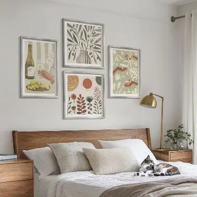 Olive blossoms rustic cocktails wall art set of 4 pieces