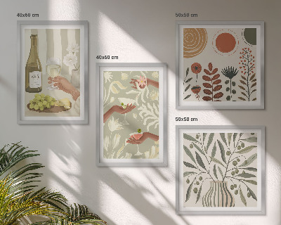 Set of 4 wall art pieces Olive blossoms rustic cocktails