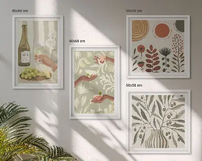 Olive blossoms rustic cocktails wall art set of 4 pieces