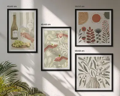 Olive blossoms rustic cocktails wall art set of 4 pieces