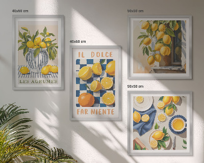 Multi-piece wall decor set Retro yellow citrus fruits