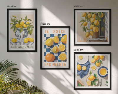Multi-piece wall decor set Retro yellow citrus fruits