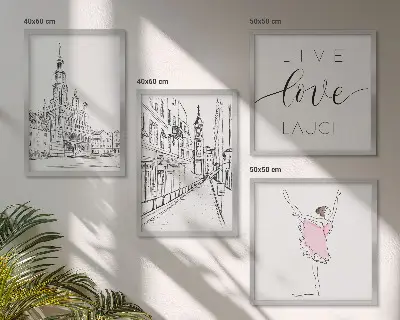 Set of 4 wall art pieces Stylish graphics ballerina architecture