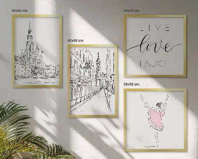 Set of 4 wall art pieces stylish ballerina and architecture graphic prints
