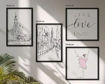 Set of 4 wall art pieces Stylish graphics ballerina architecture
