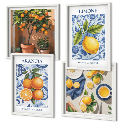 Multi-piece wall decor set Citrus Fruit Illustrations