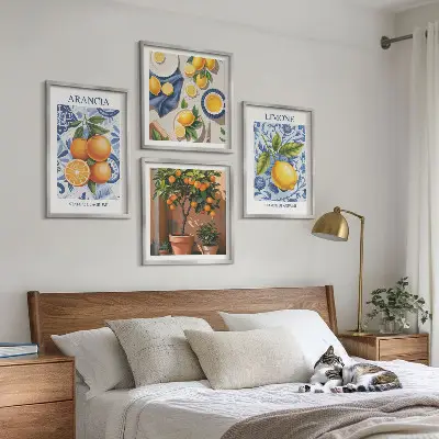 Citrus fruit illustrations multi-piece wall decor set