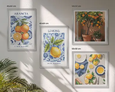 Citrus fruit illustrations multi-piece wall decor set