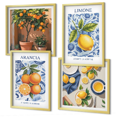 Multi-piece wall decor set Citrus Fruit Illustrations