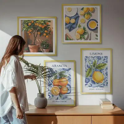 Citrus fruit illustrations multi-piece wall decor set