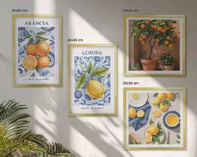 Citrus fruit illustrations multi-piece wall decor set