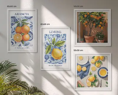 Citrus fruit illustrations multi-piece wall decor set