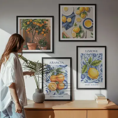 Citrus fruit illustrations multi-piece wall decor set