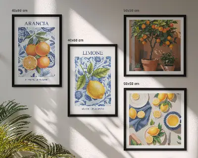 Citrus fruit illustrations multi-piece wall decor set