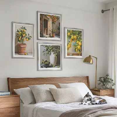 Lemon trees in pots wall art set of 4 pieces