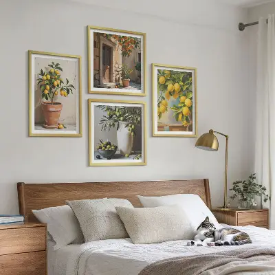 Lemon trees in pots wall art set of 4 pieces