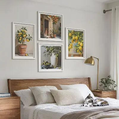 Lemon trees in pots wall art set of 4 pieces