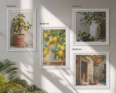 Lemon trees in pots wall art set of 4 pieces