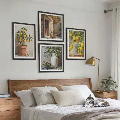 Lemon trees in pots wall art set of 4 pieces